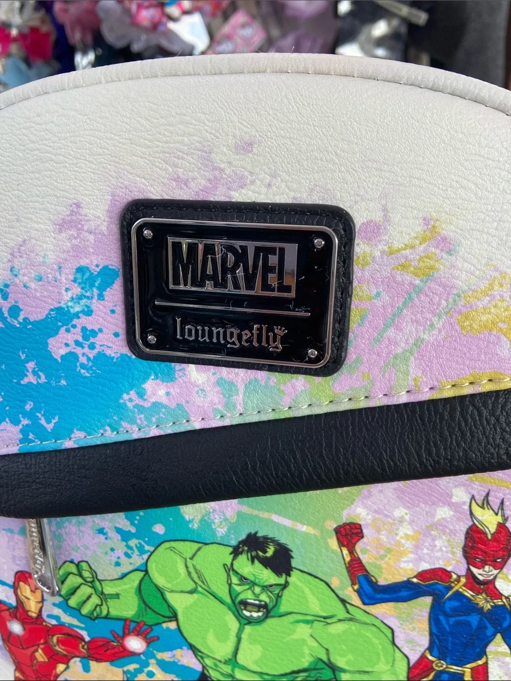 Loungefly Kids White Marvel Superhero Backpack with Multicolor Graphics